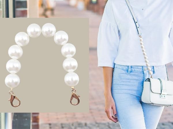 Meprotal 9-Inch Length Faux Pearl Beads Chain Handbag Handle Chain... gallery