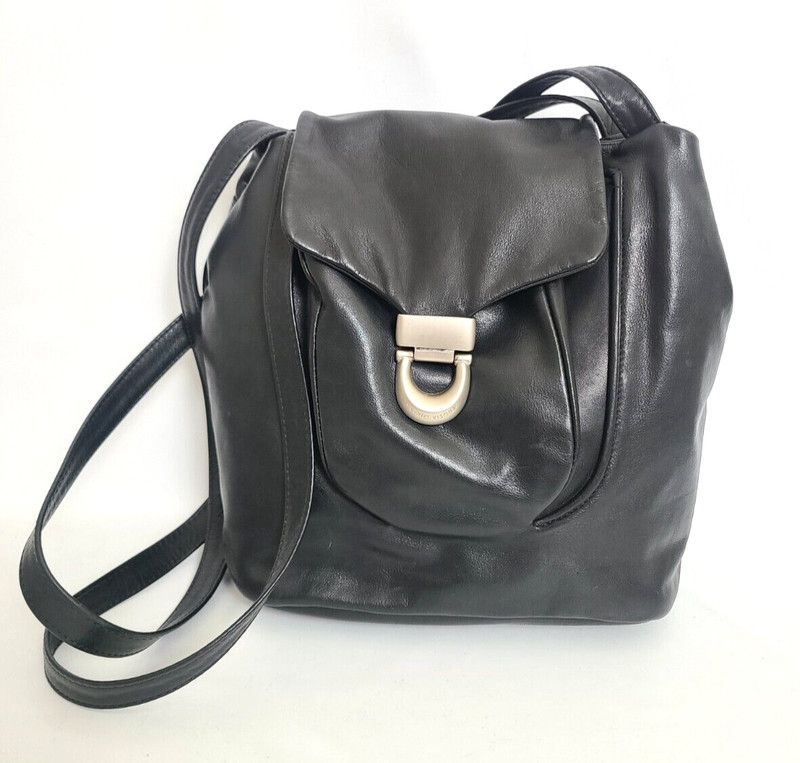 Plinio Visona Italy Black With Silver Hardware Handbag