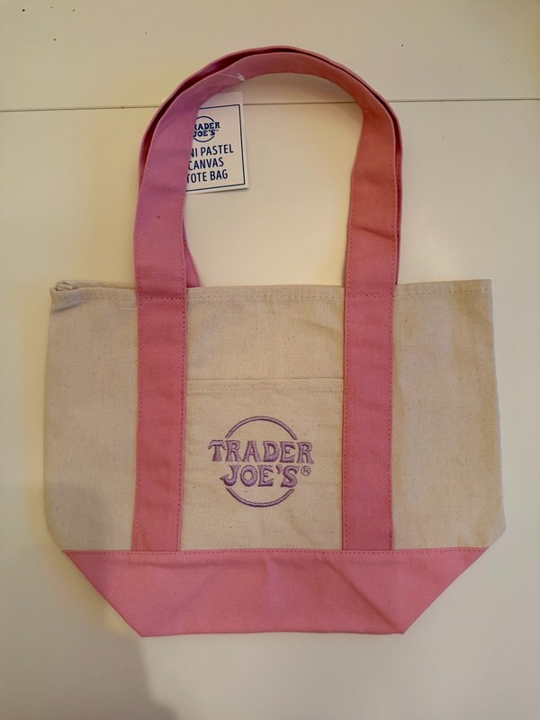 Trader Joe’s Mini Pastel Canvas Tote Bag NWT Choose Pink Lavender Blue Green