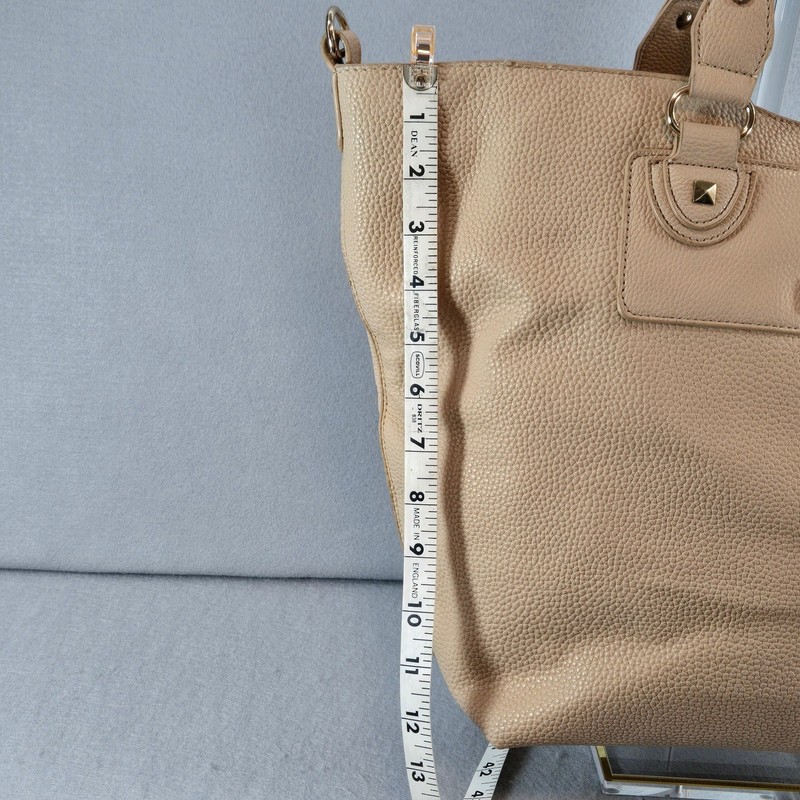 BCBG Paris Beige Textured Leather Tote Bag with Matching Wristlet Clutch gallery
