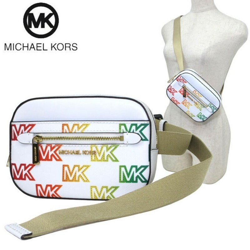 NWB Michael Kors Convertible Belt White Gay Pride 35S3GTTN5Y $348 Dust Bag FS