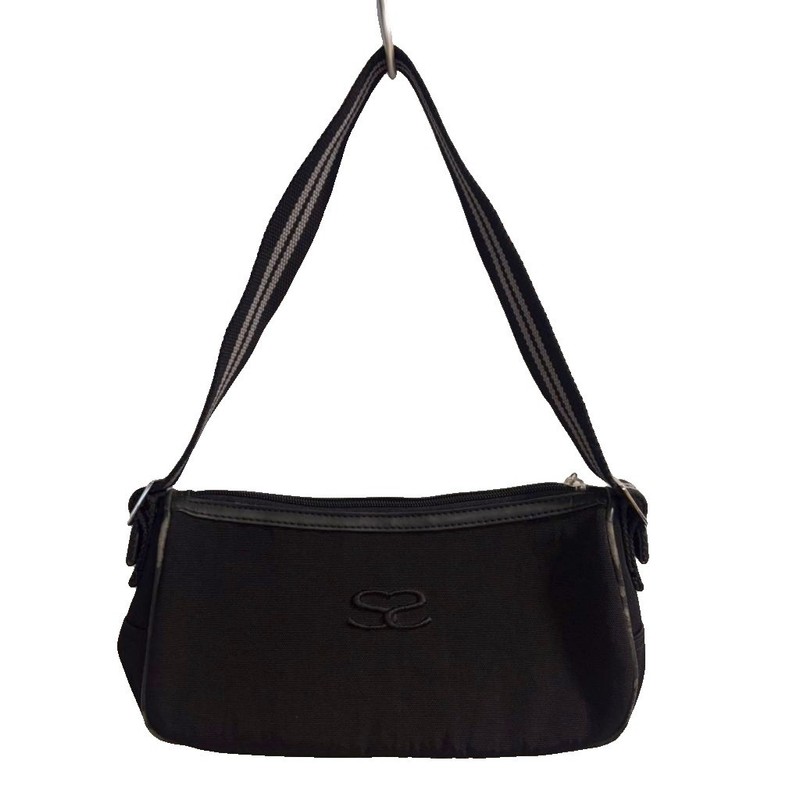 SAVOY Ladies Black Fabric Handbag AB Condition 13x7x28cm (5×2.75×11″)