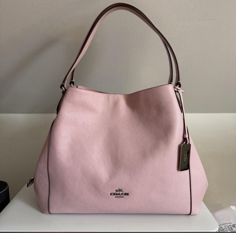 Coach Edie 31 Pink Pebbled Shoulder Bag Strap Silver Hardware