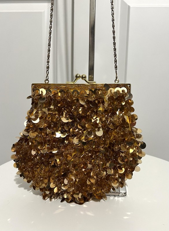 Swee Lo Gold Sequined Evening Bag / Clutch