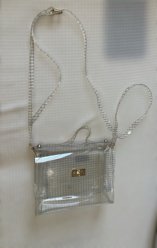 Clear Transparent Crossbody Bag PVC Mix Metal Adjustable Strap 7.25 Inch