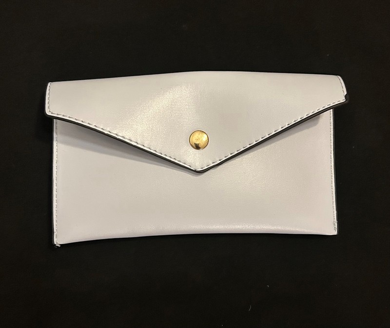 Stylish Light Blue Clutch Purse – Faux Leather – Button Closure – 4 x 7 1/4 in