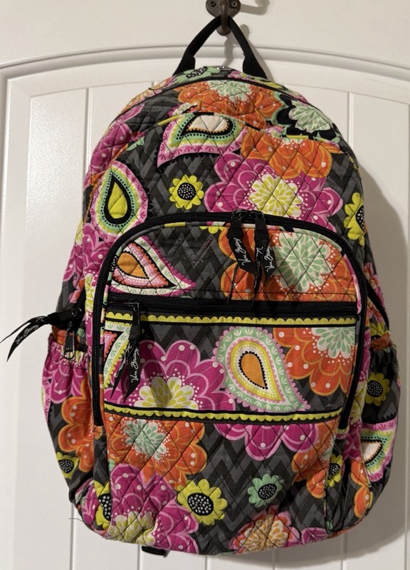 Vera Bradley ziggy zinnia Quilted Campus Backpack Floral School Bag