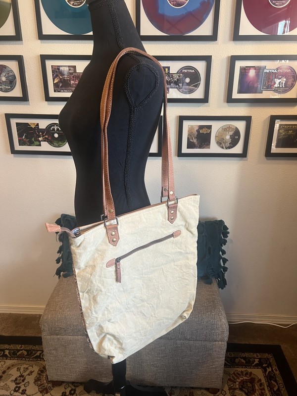 Olay Bags Large Double Strap Canvas Tote Weekender Bag Western gallery