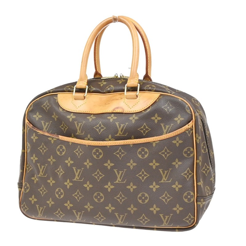 LOUIS VUITTON LV Logo Deauville Hand Bag Monogram Leather Brown M47270 35YJ033