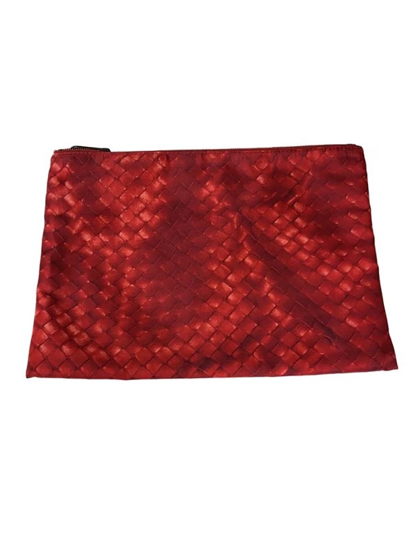 BOTTEGA VENETA Intrecciomirage Clutch Bag RED All Over Pattern