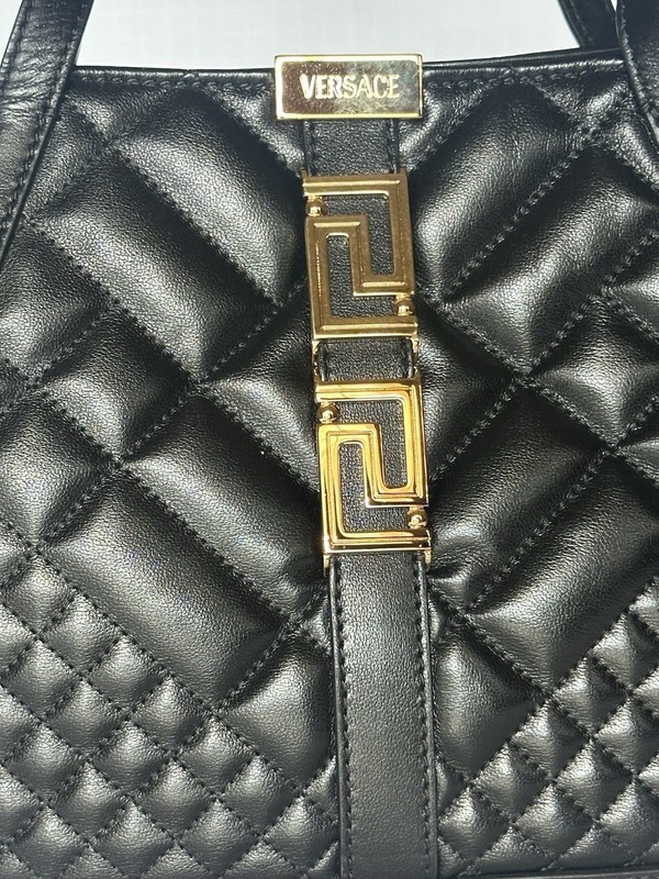Versace Greca Small Quilted Goddess Calf Leather Black Tote Bag 1009438 IT NWT gallery