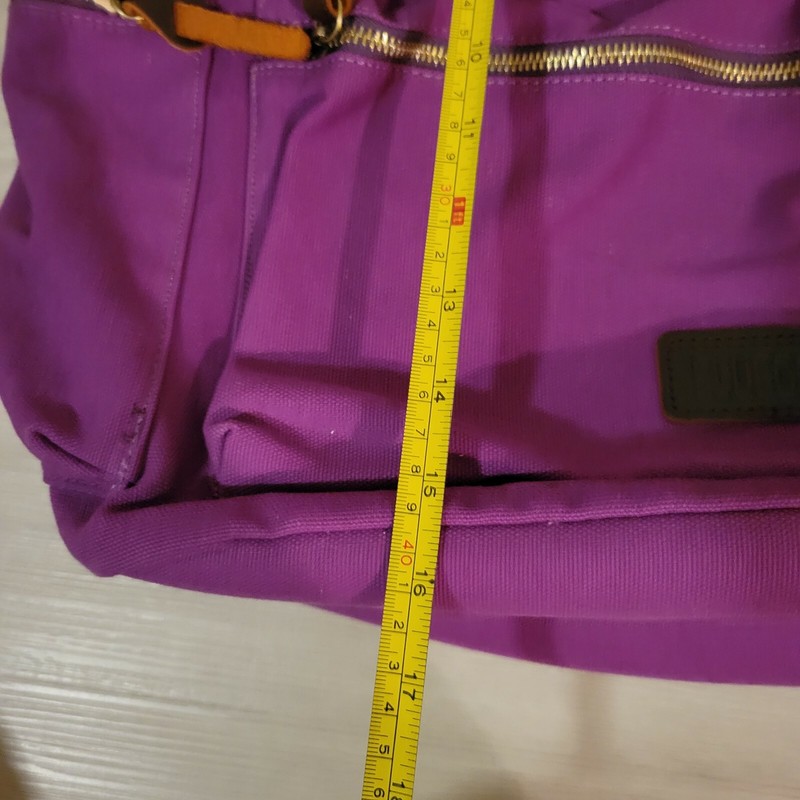 Purple Backpack with Flap Top and Adjustable Drawstring, Zippered Compartments gallery