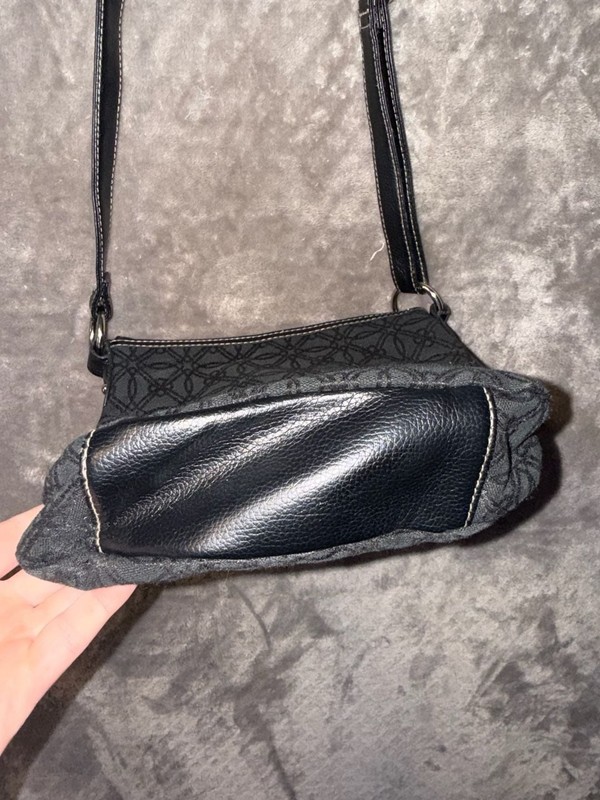 Croft & Barrow Black Patterned Fabric Crossbody Bag gallery