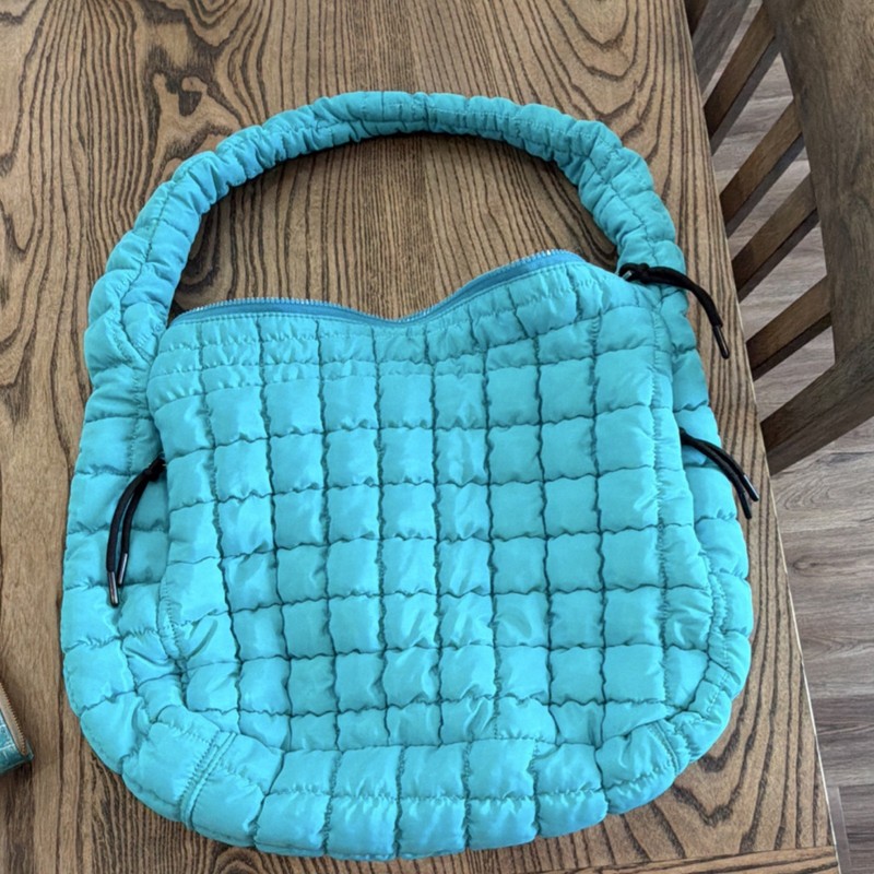 KATYDID Bright Blue Zip-Top Handle Puffy Shoulder bag