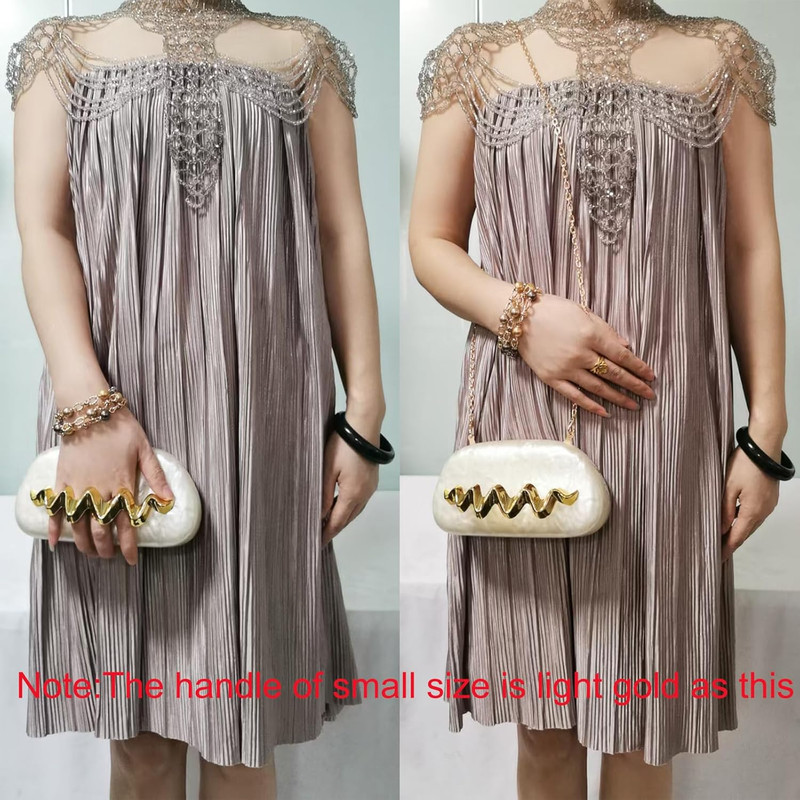 Metal Handle Handbag Detachable Chain Crossbody Shoulder Evening Bag Clutch Purs gallery