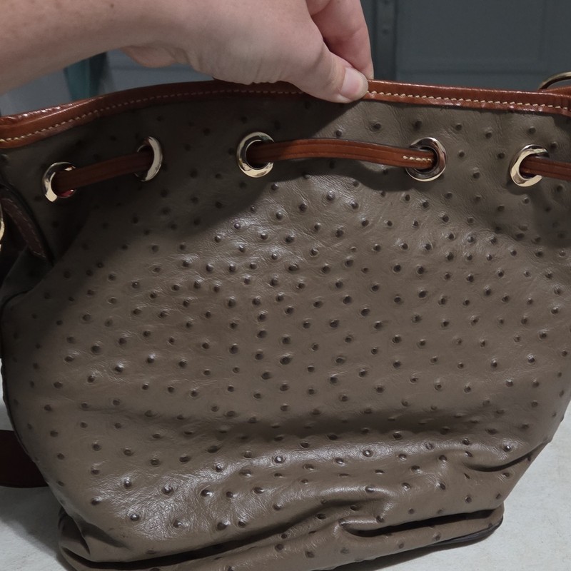 Dooney & Bourke Ostrich Embossed Leather Drawstring Bag & Continental Wallet Set gallery