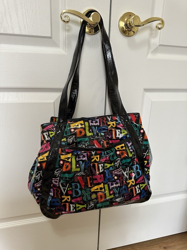 From A to Vera Bradley Logo Large Vinyl Tote Bag Colorful Letters Teacher gallery