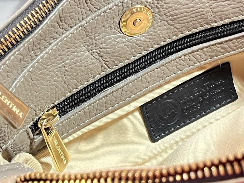 VALENTINA Italy Elegant Pebbled Leather Triple Entry Crossbody Bag Gold Hardware gallery