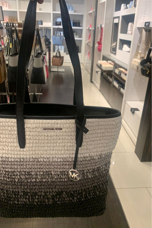 Michael Kors MK Women Large Fashion Ombré Straw Shoulder Tote Bag Handbag Purse gallery