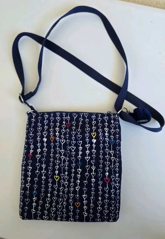 Kipling Haillie Crossbody Threaded Hearts Navy Gorilla Cloche Rainbow Zip gallery