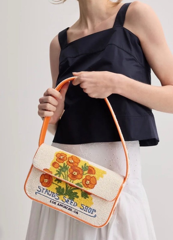 NEW Staud Tommy Beaded Shoulder Bag in California Poppy Floral Staud Seed Shop