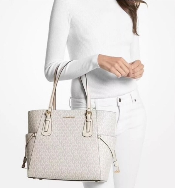 New Women’s Michael Kors Voyager East/West Signature Tote Bright Tag $258