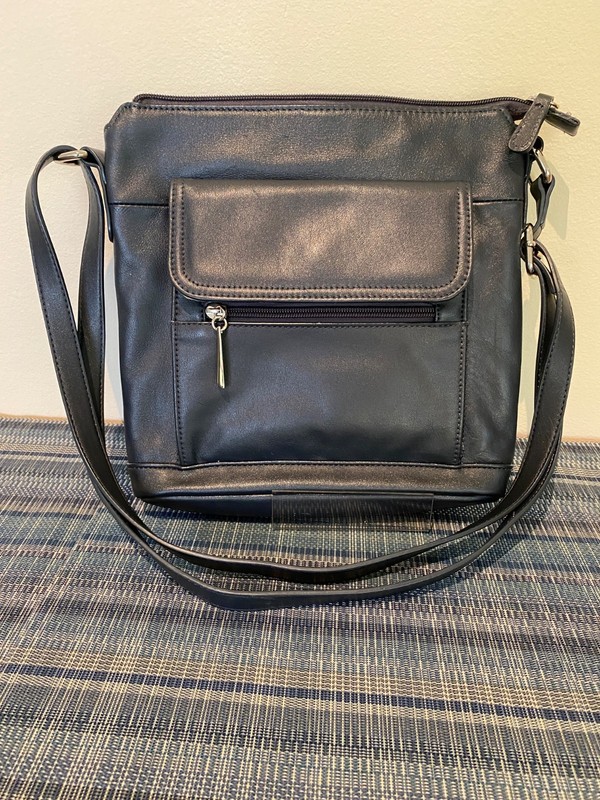 Giani Bernini Venice Nappa Crossbody Nappa Leather Navy with Sliver Hardware