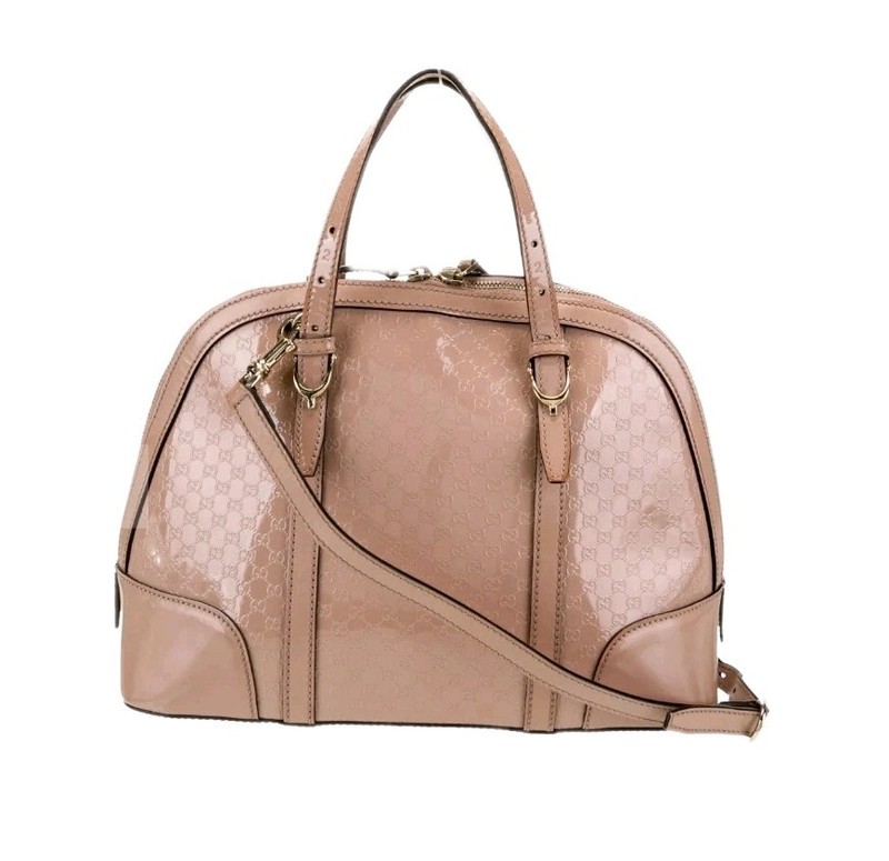 Gucci Guccissima Microguccissima Patent Leather Satchel Blush Pink