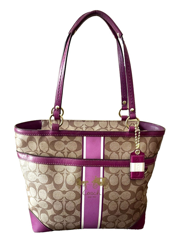 Coach Signature Heritage Stripe Tote Bag