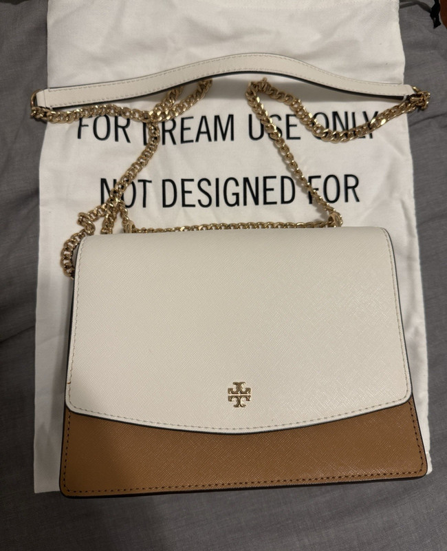 Tory Burch Small Colorblock Crossbody Chain Strap Magnetic Closure Dust Bag