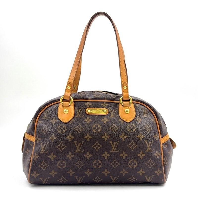 LOUIS VUITTON Montorgueil PM monogram Shoulder bag Brown Leather PVC M95565