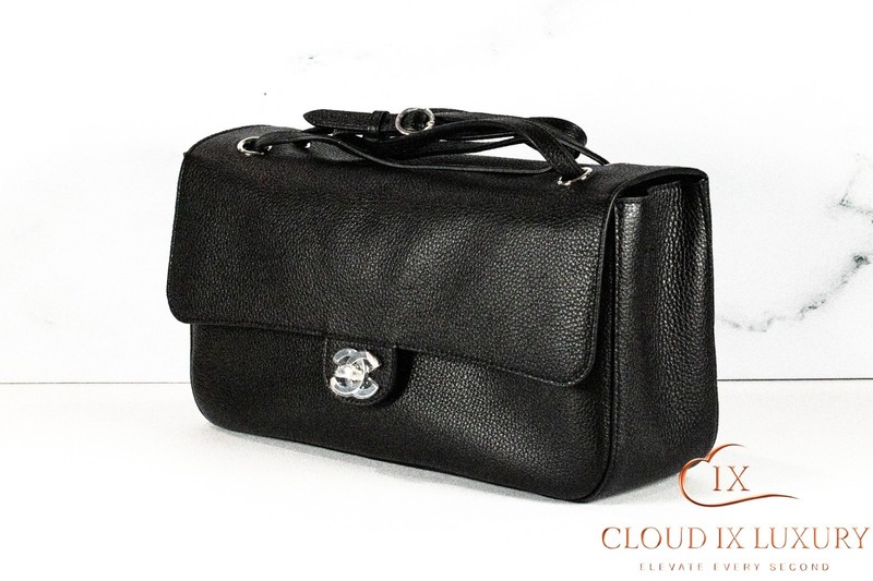CHANEL Maxi Flap Bag 26S Black Grained Calfskin Silver Tone Hardware New gallery