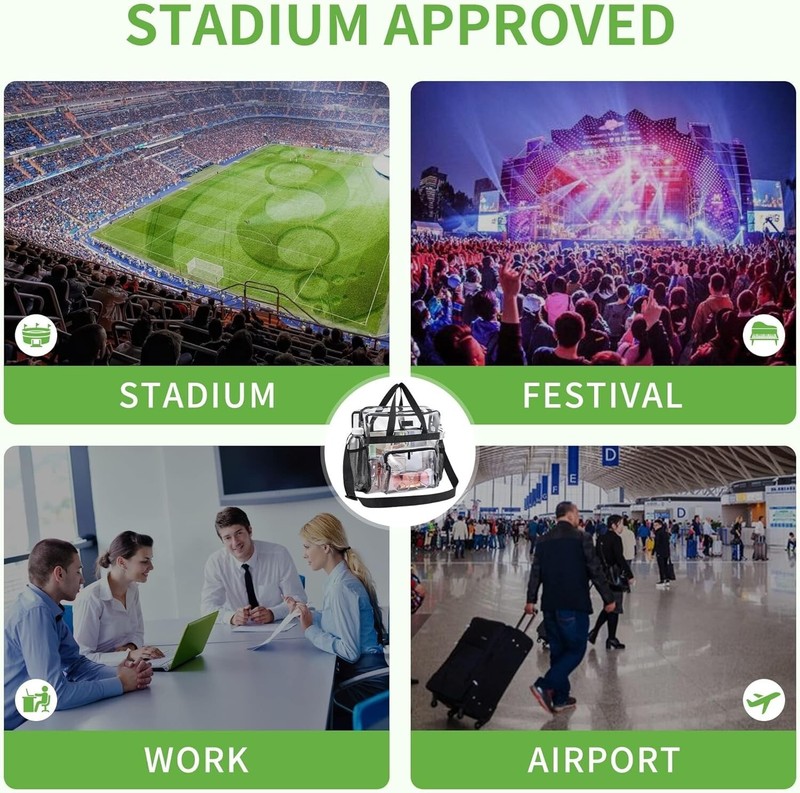 Clear PVC Bag 12x12x6 Stadium Approved Tote for Sports Events Festivals gallery