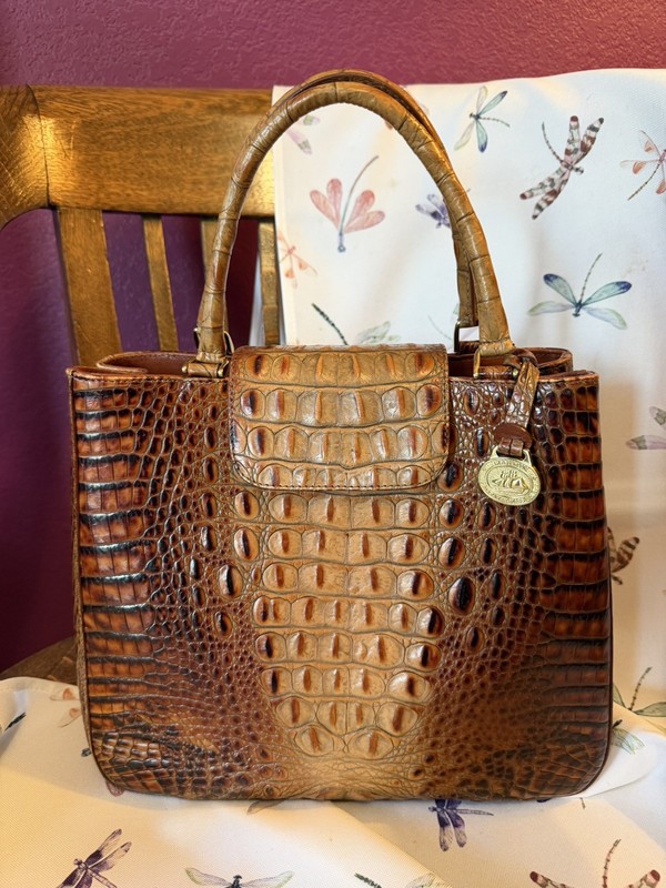 Brahmin Pecan Crocodile Embossed Leather Purse AND Matching Wallet ~Both Perfect gallery