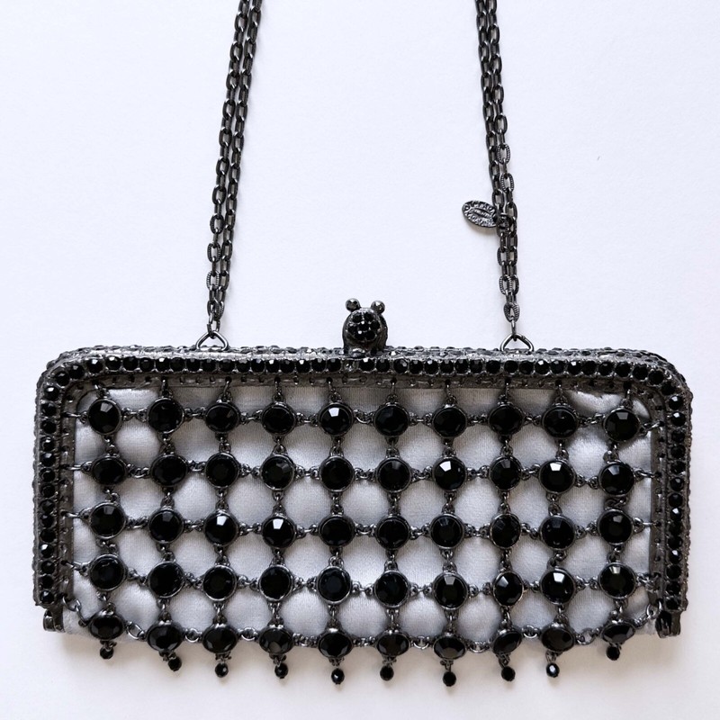 CLARA KASAVINA Designer Handmade Black Beaded Swarovski Crystal Bag Runway Ready gallery