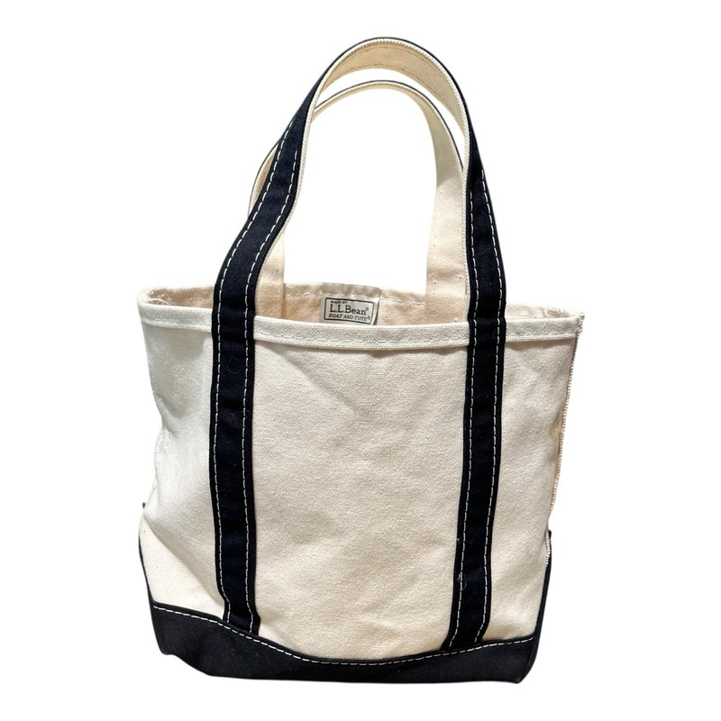 Vintage LL Bean Mini Tote Bag 13.5×10 90’s White Black 12 In W X 9.5 In Tall