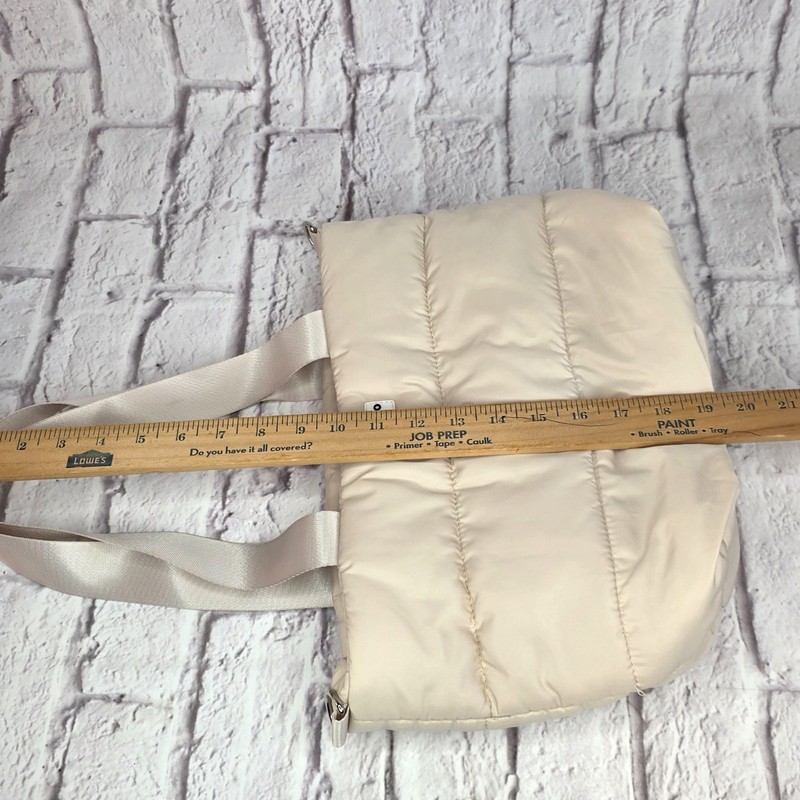 Wilo The Label Beige Quilted Puffer Tote Bag w/ Adjustable Strap Zipper Closure gallery