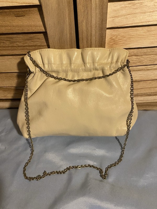 Vintage Cream Color Small Snap Close Chain Shoulder Bag