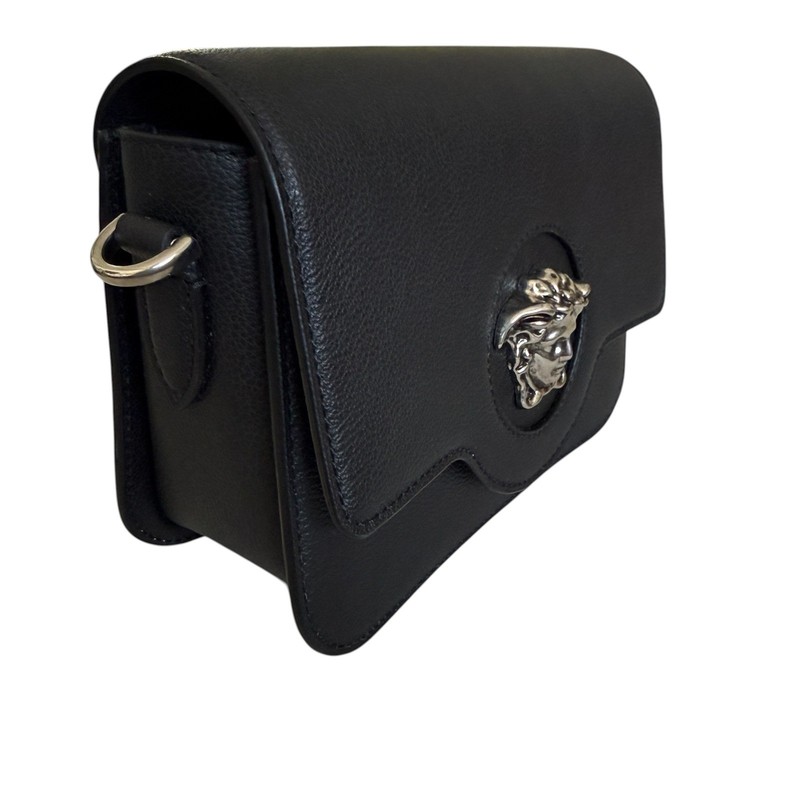 Versace 1008100 La Medusa Shoulder Bag Black Grained Leather Crossbody gallery