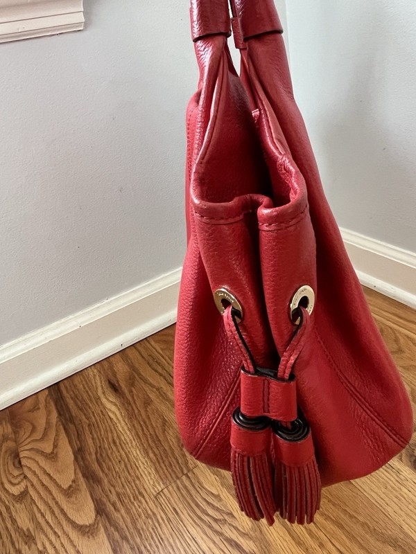 Kate Spade New York Berkshire Road Stevie Satchel shoulder bag in red pebbled gallery