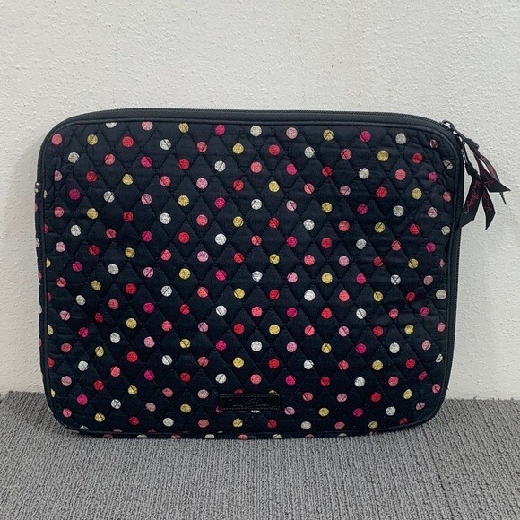 Vera Bradley Laptop Sleeve Havana Dots Retired Lighten up Quilted Zip Around