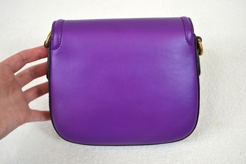 Gucci Lady Web Horsebit Purple Leather Small Shoulder Bag Handbag Purse gallery
