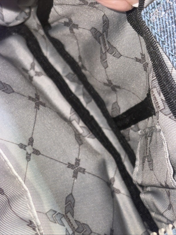 Aimee Kestenberg Tamitha Backpack Denim Metallic Silver Foil Leather NWOT Med gallery