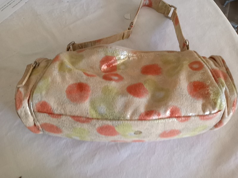 Elka Accessories Women’s metallc Silver with LARGE ORANGE polka dots CUTE, CUTE
