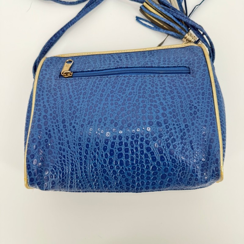 Vintage 80's NAS Bag Small Crossbody Bag Patchwork Blue Gold gallery