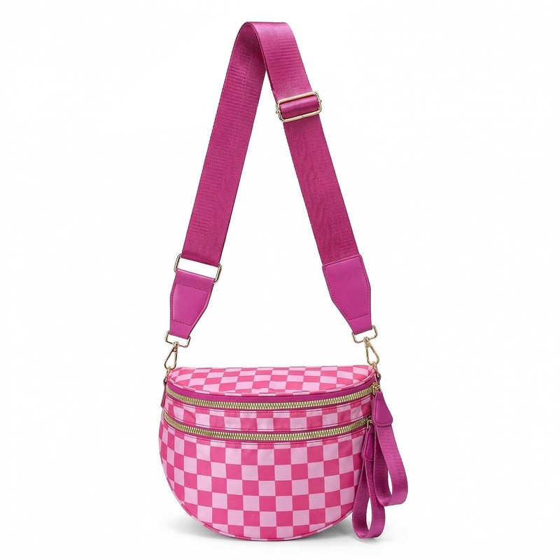 Checkered Crossbody Bag Nylon Bum Bags for Women Spacious Handbags Plus Size …
