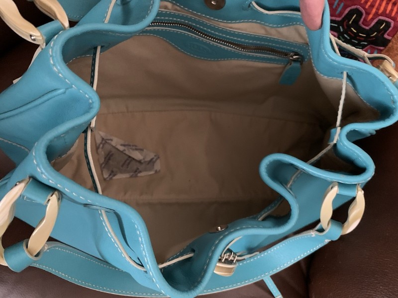 TOD'S Handbag Tote Bag Shoulder bag Turquoise Leather Logo w Tod's Flannel Bag gallery
