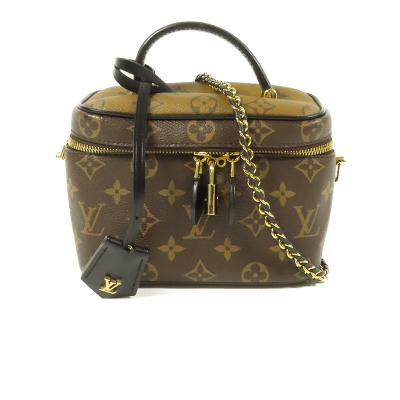 LOUIS VUITTON LV GHW Vanity PM 2 Way Shoulder Bag M45165 Monogram Reverse Brown