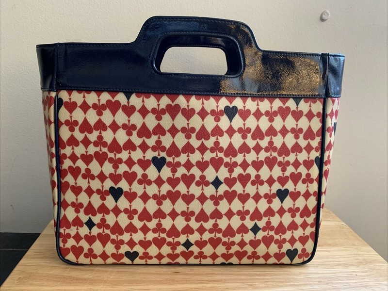 Samantha Thavasa Purse Tote Bag Clubs Hearts Diamonds Spades 10 1/2 x 12 3/4 x 4
