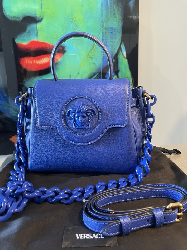Versace La Medusa Medium Top Handle Vitello Bag BLUE$2300 gallery